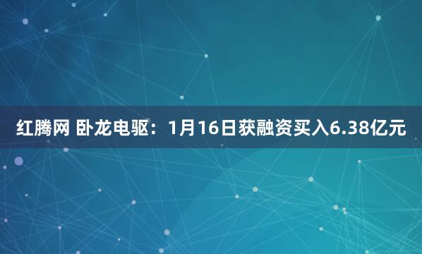 红腾网 卧龙电驱：1月16日获融资买入6.38亿元