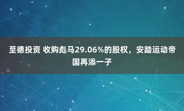 至德投资 收购彪马29.06%的股权，安踏运动帝国再添一子